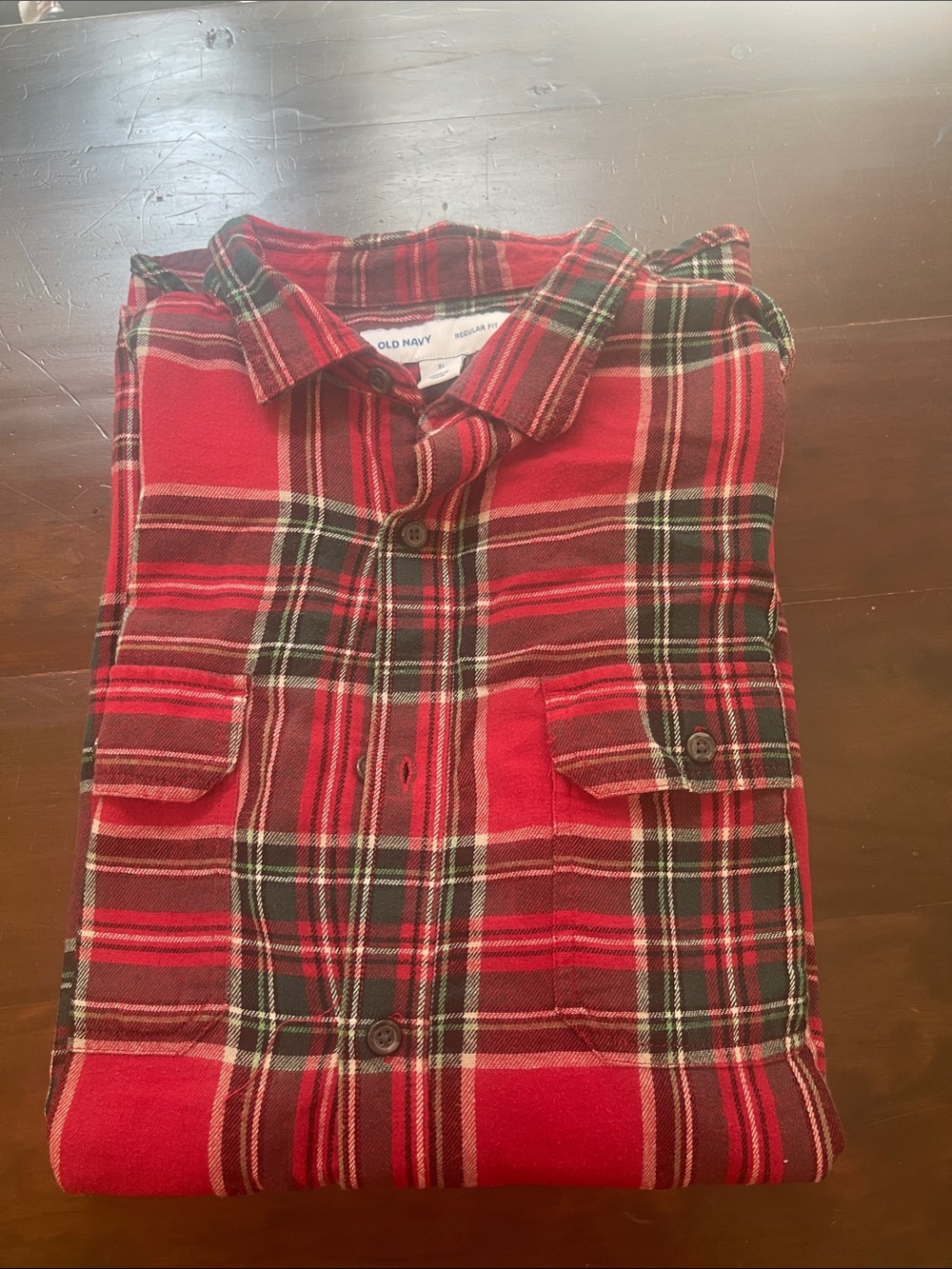 Old Navy Red & Black Plaid Button-Down Shirt XL TALL